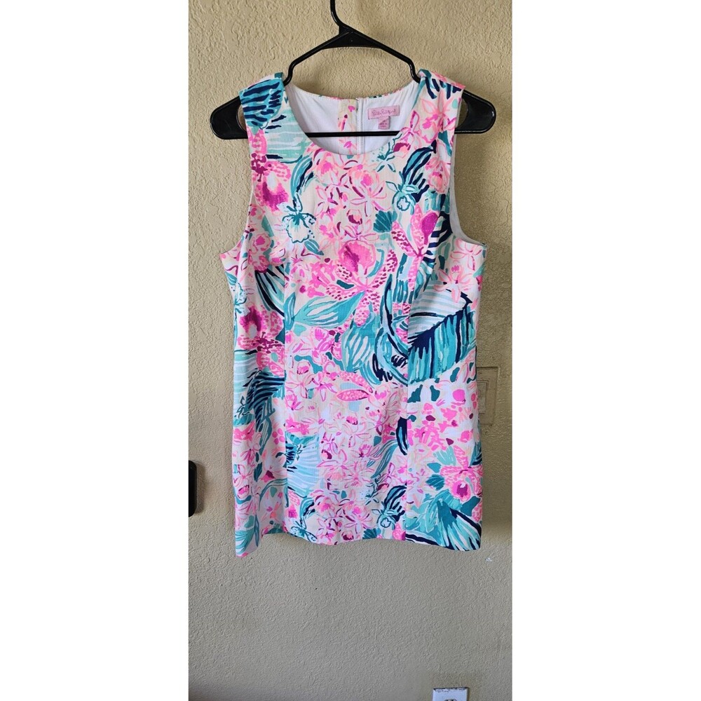 Lilly Pulitzer Floral Midi Dress in Pink and Teal